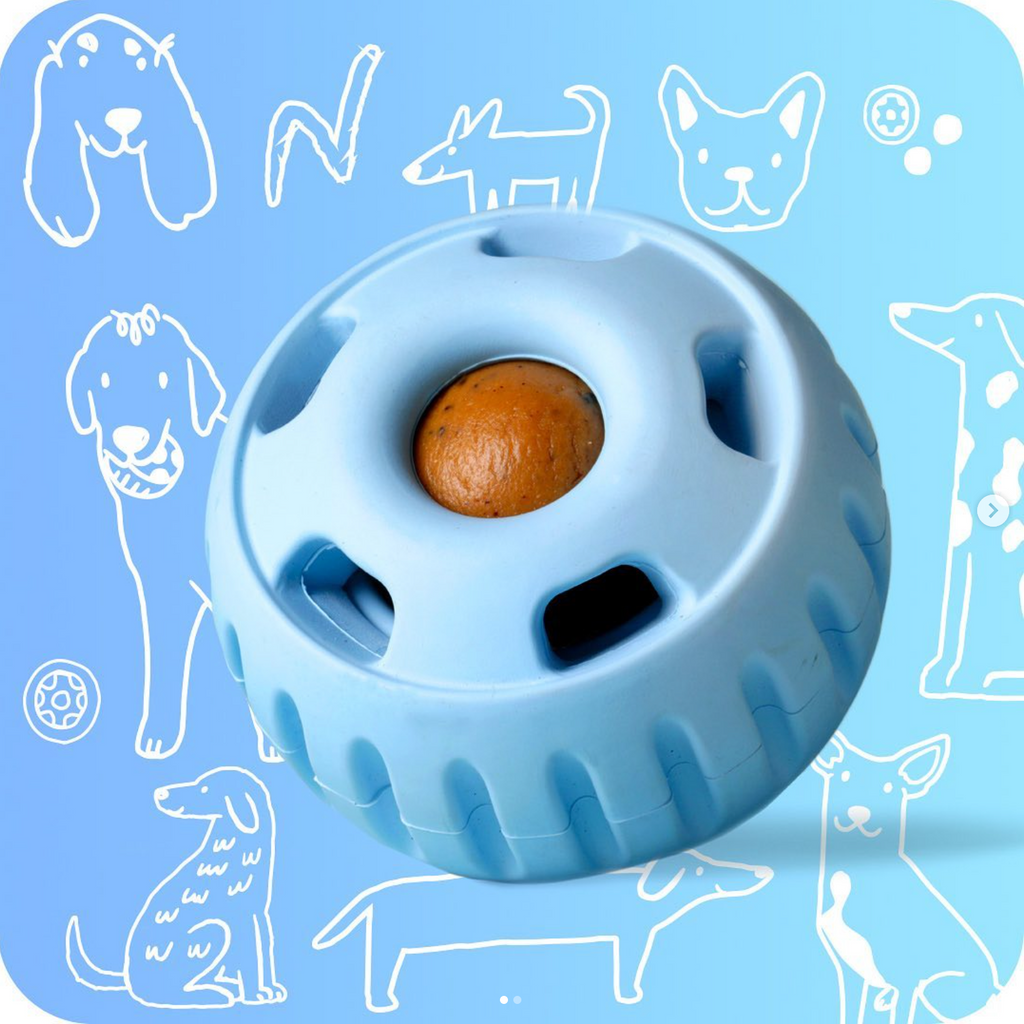 Durable Woof Pupsicle dog treat toy made from non-toxic, BPA-free natural rubber. Perfect for frozen and soft treats like peanut butter, yogurt, and bone broth. Mess-free, dishwasher-safe, and designed for long-lasting enrichment. Ideal slow feeder and interactive toy for dogs.