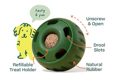 Durable Woof Pupsicle dog treat toy made from non-toxic, BPA-free natural rubber. Perfect for frozen and soft treats like peanut butter, yogurt, and bone broth. Mess-free, dishwasher-safe, and designed for long-lasting enrichment. Ideal slow feeder and interactive toy for dogs.