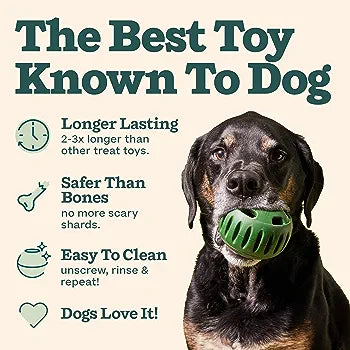 Durable Woof Pupsicle dog treat toy made from non-toxic, BPA-free natural rubber. Perfect for frozen and soft treats like peanut butter, yogurt, and bone broth. Mess-free, dishwasher-safe, and designed for long-lasting enrichment. Ideal slow feeder and interactive toy for dogs.