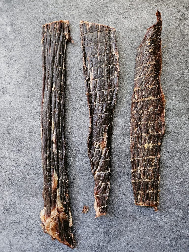 Premium Australian beef jerky dog treats – 100% natural, high in protein, easy to chew, and rich in essential nutrients.