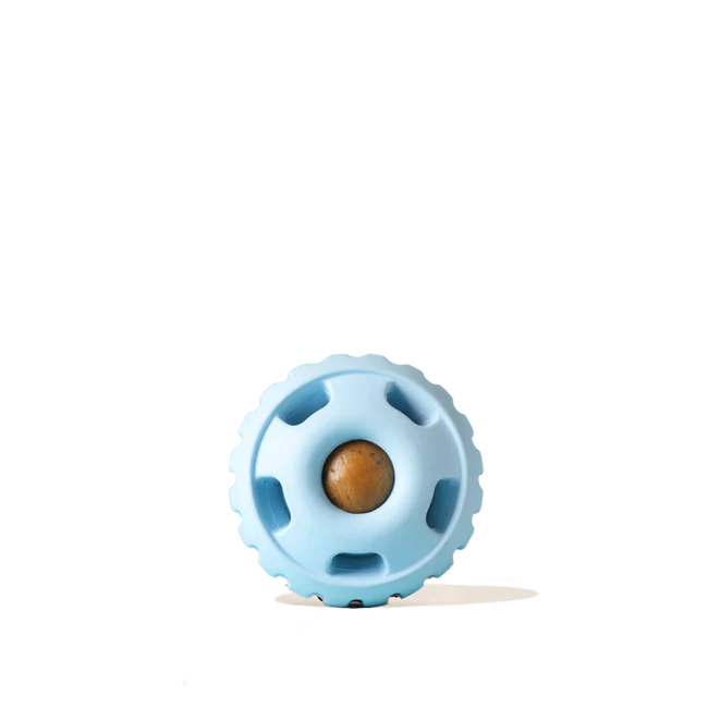 Durable Woof Pupsicle dog treat toy made from non-toxic, BPA-free natural rubber. Perfect for frozen and soft treats like peanut butter, yogurt, and bone broth. Mess-free, dishwasher-safe, and designed for long-lasting enrichment. Ideal slow feeder and interactive toy for dogs.