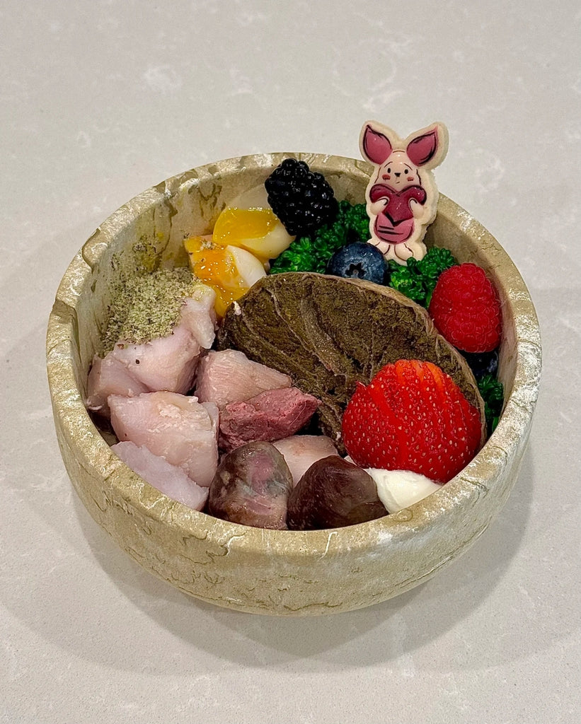 Pino Pets Classic Feeder -Handcrafted pet food and water bowl with a unique marble pattern, made in Belgium.