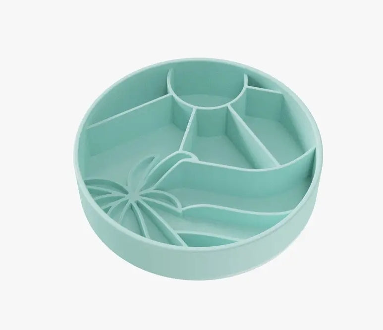 Loco Coco Slow Feeder Bowl – award-winning, tropical-inspired dog bowl made from 100% food-grade silicone. Designed to slow down fast eaters, prevent bloating, and support healthy digestion. Features strong suction cups, non-slip base, and is BPA-free, dishwasher safe, and freezer safe. Perfect for small to large dogs